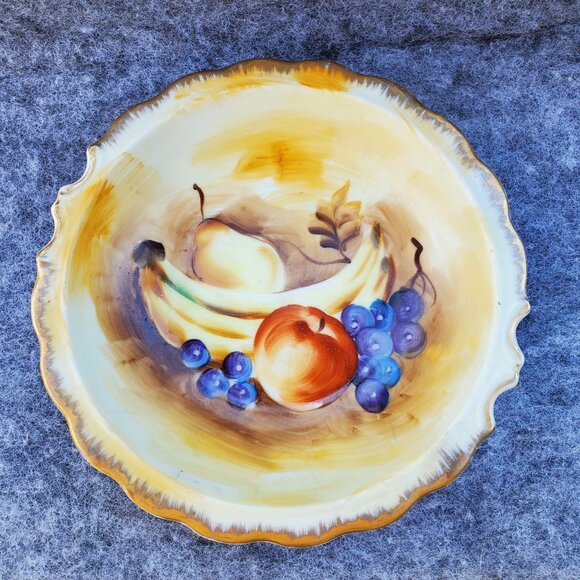 Vintage Enesco Hand-Painted Porcelain Fruit Design Shallow Bowl Japan 1960s - Picture 1 of 9